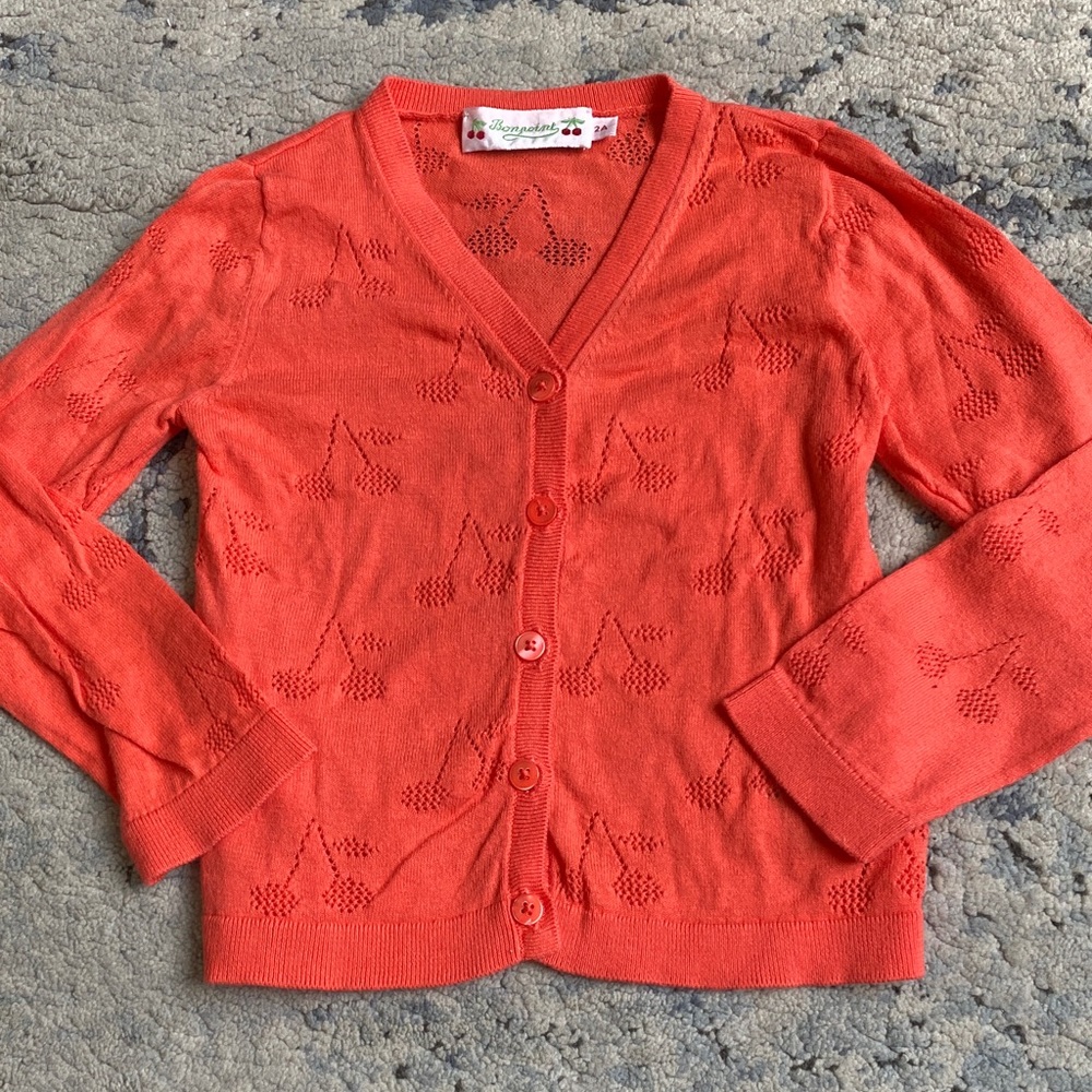 BONPOINT Orange Cherry Cardigan